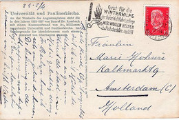 51036 - Deutsches Reich - 1932 - 15Pfg. Hindenburg EF A AnsKte LEIPZIG - GEBT FUER DIE WINTERHILFE ... -> Niederlande - Lettres & Documents