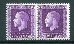 New Zealand 1915-30 KGV - Recess - P.14 X 13½ - 2d Bright Violet Pair HM (SG 417) - Unused Stamps