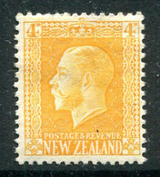 New Zealand 1915-30 KGV - Recess - P.14 X 13½ - 4d Yellow - Re-entry R4/10 HM (SG 421b) - Unused Stamps