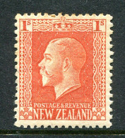 New Zealand 1915-30 KGV - Recess - P.14 X 13½ - 1/- Vermilion - Shade - HM (SG 430) - Neufs