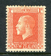 New Zealand 1915-30 KGV - Recess - P.14 X 13½ - 1/- Vermilion - Shade - HM (SG 430) - Unused Stamps