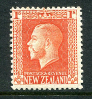 New Zealand 1915-30 KGV - Recess - P.14 X 13½ - 1/- Vermilion - Shade - HM (SG 430) - Unused Stamps