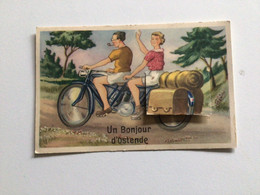 Carte Postale Ancienne à Système Un Bonjour D’Ostende - Oostende