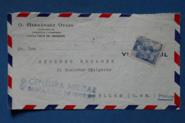 AR12  ESPAGNE BELLE LETTRE DEVANT CENSURE 1955 MILITAR CENSURA POUR  CHELLES PARIS  FRANCE  + AFFRANCH.  PLAISANT - Briefe U. Dokumente