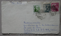 AR12  ESPAGNE BELLE LETTRE DEVANT  1947 PAR AVION MADRID POUR BOURG  PARIS  FRANCE  + AFFRANCH.  INTERESSANT - Storia Postale