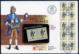 Switzerland Clock Trader Pro Patria 1990 | Art | Clocks | Drawings | Professions | Trade | Registered Booklet/Carnet FDC - Horlogerie