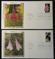 USA 1992 FDC Wildflowers Silk Cover Fireweed Twinflower Columbus Postmark - 1991-2000