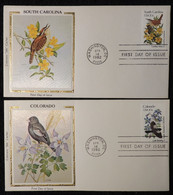 USA 1982 FDC Birds Carolina Wren Lark Bunting Silk Cover Washington Postmark - 1981-1990