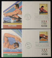 USA 1996 FDC Olympic Games Swimming Rowing Washington Dc Postmark - 1991-2000