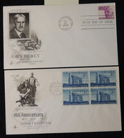 USA 1956/68 FDC X2 John Dewey Booker T Washington Education - 1951-1960