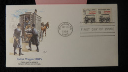 USA 1988 FDC Patrol Wagon 1880s 13c Coil Strip Stamp Anaheim Postmark - 1981-1990