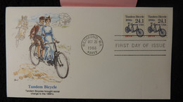 USA 1988 FDC Tandem Bycycle 24.1c Coil Strip Stamp Redmond Postmark - 1981-1990