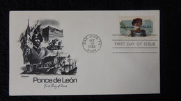 USA 1982 FDC Spanish Explorer Ponce De Leon Maps Flags Ships Galleons Good Used - 1981-1990