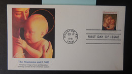 USA 1991 FDC Christmas Religion Madonna And Child Children Houston Postmark Good Used - 1991-2000