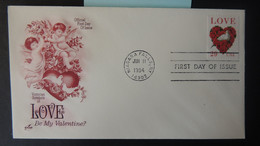 USA 1994 FDC Love Valentine Birds Cherubs Niagara Falls Postmark Good Used #1 - 1991-2000