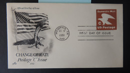 USA 1981 FDC "C" Issue Birds Of Prey Flags Postal Good Used - 1981-1990