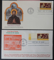 USA FDC 1982 X2 800th Birth Anniversary Saint Francis Od Assisi Religion Good Used - 1981-1990