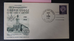 USA FDC 1956 175th Anniversary Grand Lodge New York Masonics Masonry Good Used - 1951-1960