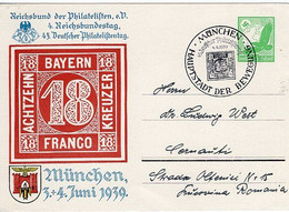 51094 - Deutsches Reich - 1939 - 5Pfg. PGAKte "45. Philatelistentag" MUENCHEN - ... -> Rumaenien - Postzegels Op Postzegels