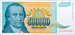 Yugoslavia 500000  500 000  Dinara 1993 ZA Replacement Unc AUnc - Joegoslavië