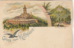 A8529) GRUSS Aus KYFFHÄUSER - Tolle LITHO Mit Denkmal - Die ROTHENBURG U. Vogel Vögel ALT - Kyffhäuser