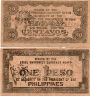 LOTTO 0,50,1 PESOS-PHILIPPINES-BOHOL EMERGENCY CURRENCY BOARD-1942 - Philippines