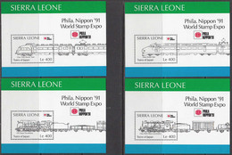 1991 Sierra Leone Locomotives Trains Of Japan  Complete Set Of 6  Souvenir Sheets MNH - Sierra Leone (1961-...)