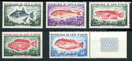 Cote Ivoire Ivory Coast 1973 1974 (Yvert 354-357 364 366 Michel:  424 + 430-431 + 442 +443 (25F), Scott 344 ) - Pesci