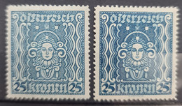 AUSTRIA 1922/24 - MLH - ANK 399a, 399b - Lz 12 1/2 - 25K - Unused Stamps