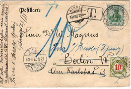 51134 - Deutsches Reich - 1907 - 5Pfg. Germania A AnsKte FRIEDRICHSHAFEN -> BERLIN, Nachges. AIROLD (Schweiz) M. Porto - Postage Due