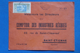 AR14 AOF COTE IVOIRE  BELLE LETTRE    1923   ABIDJAN  POUR SAINT ETIENNE FRANCE  +SURCHARGE    + AFFR.  INTERESSANT - Covers & Documents