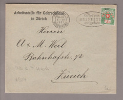 CH Portofreiheit 1927-04-06 Zürich Brief Mit Zu#11A GR#927 "Arbeitsstelle F.Gebrechliche" - Portofreiheit