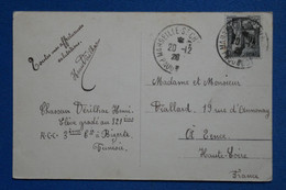 AR14 TUNISIE  BELLE CARTE   1926 BIZERTE PAR MARSEILLE POUR LA  FRANCE + AFFR. INTERESSANT - Covers & Documents