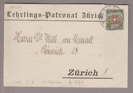 CH Portofreiheit 1922-03-30 Zürich Mit Zu#4A 5Rp. Kl#471 "Lehrlings-Patronat Zürich" - Franchise