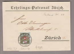 CH Portofreiheit 1912-03-09 Zürich Brief Mit Zu#2A 2Rp. Kl#471 "Lehrlings-Patronat Zürich" - Portofreiheit