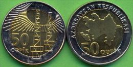 Azerbaijan 2006 (ND) 50 Qapik Coin Bi-metal Bimetal KM#44 UNC - Azerbaiyán