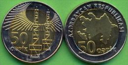 Azerbaijan 2006 (ND) 50 Qapik Coin Bi-metal Bimetal KM#44 UNC - Azerbaïjan