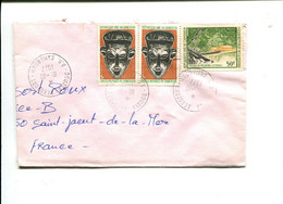 CAMEROUN Douala Aéroport 1977 - Affranchissement Sur Lettre - Masque / Village De Pêcheurs - Camerun (1960-...)