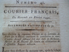 Courier Français Révolution N° 41 20/02/1791 Juifs De Bordeaux, Pétition Marc D'argent Militaires... - Decreti & Leggi