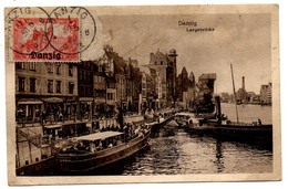 1 Mark Danzig-Briefmarke Auf Ansichtskarte Danzig, Langebrücke, Gestempelt 30.6.1920 - Danzig
