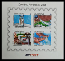 165.ZIMBABWE 2021 IMPERF STAMP M/S CORNA , COVID-19  AWARNESS, VACCINATION . MNH - Zimbabwe (1980-...)