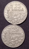 Lot De 2 Pièces 25 Centimes Patey 1904 - 1905 - 25 Centimes