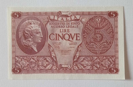Biglietto Di Stato Da L.5 23/11/1944 FDS - Italia – 5 Lire