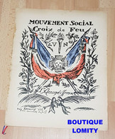Programme Mars 1936 Mouvement Social Croix De Feu Illustration Guy Arnoux Avec Le Ticket Salle Pleyel - Programma's