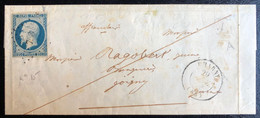 1852 N°10 Sur Lettre Oblitéré PC 753 De Charny + Boitier Rurale A Pour Joigny TB - 1852 Louis-Napoléon