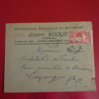 LETTRE SAINT GAUDENS ENTREPRISE GENERALE DU BATIMENT JOSEPH ROQUES POUR TARBES - Briefe U. Dokumente