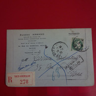 LETTRE RECOMMANDE NICE GRIMALDI EUGENE ARMAND HUISSIER CACHET RETOUR A L ENVOYEUR - Covers & Documents