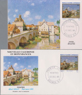 FDC NOUVELLE-CALEDONIE Carte Postale Et Enveloppe // 1986 émission Premier Jour - Peintre Sisley - Lettres & Documents
