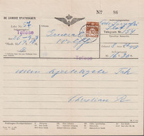 1933. DANMARK. DE DANSKE STATSBANER. TELEGRAM Til General Wolff, Ankomststation Tølløse Fra K... (Michel 184) - JF517070 - Briefe U. Dokumente