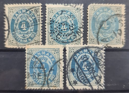 DENMARK 1876 - Canceled - Sc# 26 - 5 Colour Variations - Usado